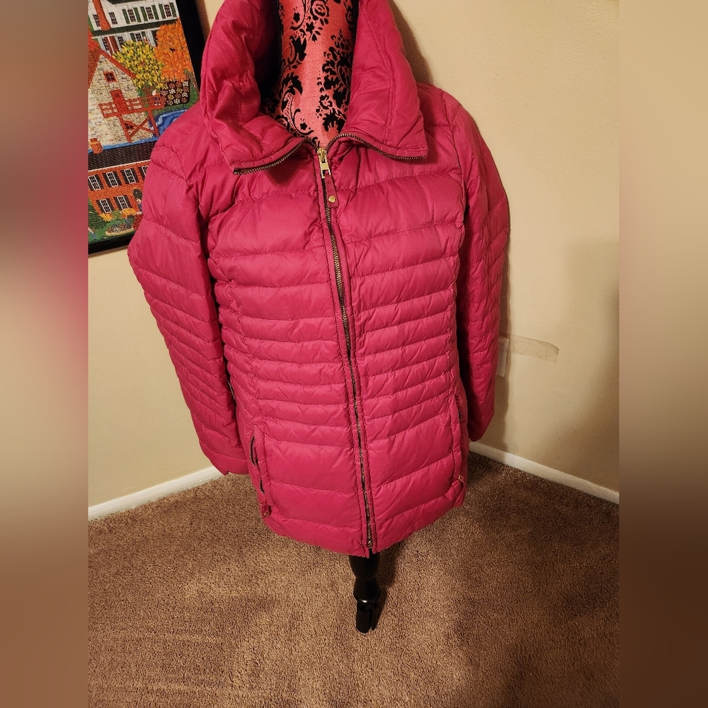 Talbots Hot Pink Quilted Puffer Coat